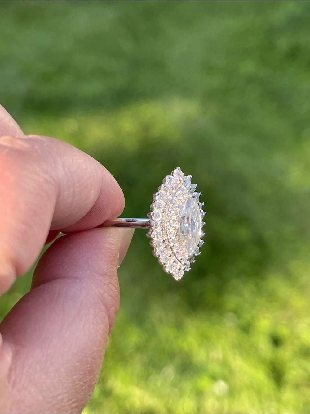 Marquise Moissanite Double Halo Ring